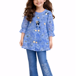Home blue blossom girls 2 piece casual set