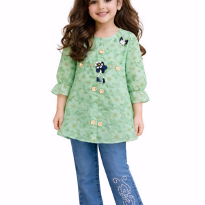 little charm light green floral 2 piece set